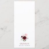 Burgundy Flowers, Pink Flowers, Bridal Shower Menu (Dos)