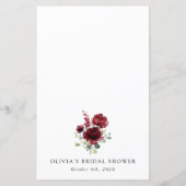 Burgundy Flowers, Red Flowers, Bridal Shower Menu (Dos)