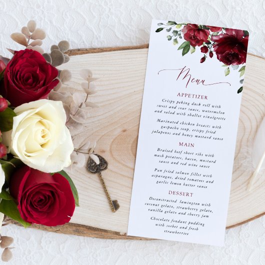 Burgundy Flowers, Red Flowers, Bridal Shower Menu