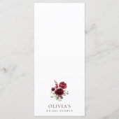 Burgundy Flowers, Red Flowers, Bridal Shower Menu (Dos)