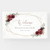 Burgundy Flowers, Red Flowers, Weddenschap Welkom Spandoek (Horizontaal)