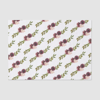 Burgundy Flowers Tissuepapier