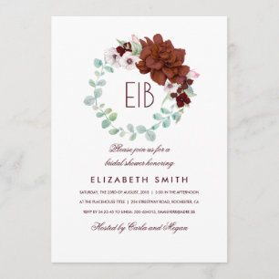 Burgundy Flowers Wreath Elegant Vrijgezellenfeest Kaart