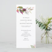 Burgundy Foliage Wedding Programme Programma (Staand voorkant)