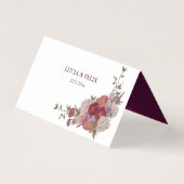 Burgundy Forest Floral Mariage Cartes de Place (Dos)