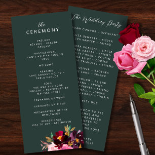 Burgundy Forest Green Blush Floral Waterverf Programma