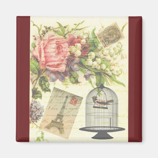 Burgundy French Theme  Paris Magnet Magneet (Voorkant)