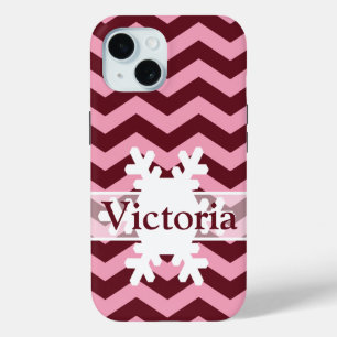 Burgundy Frosted Orchid Chevrons met Snowflake