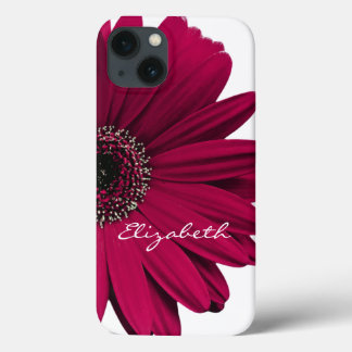 Burgundy Gerber Gerbera Daisy Personalized iPhone 13 Hoesje