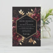 Burgundy Gilded Noir Wedding Kaart (Staand voorkant)