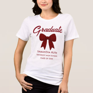Burgundy Gingham Bow Graduation Tri-Blend Shirt