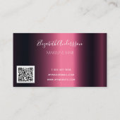 Burgundy glitter druppelt metaal QR colde script Visitekaartje (Achterkant)