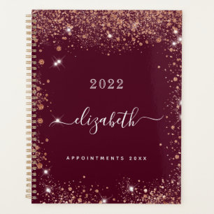 Burgundy glitter dust name script 2023