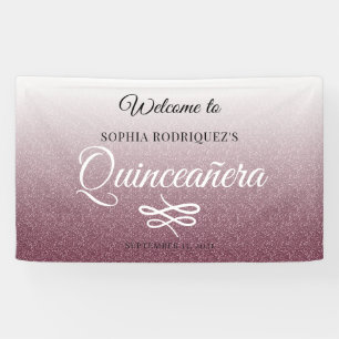 Burgundy Glitter Quinceañera 15th Birthday Welcome Spandoek