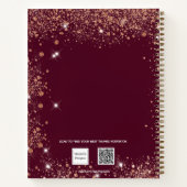 Burgundy glitter stofnaam scriptboek notitieboek (Achterkant)
