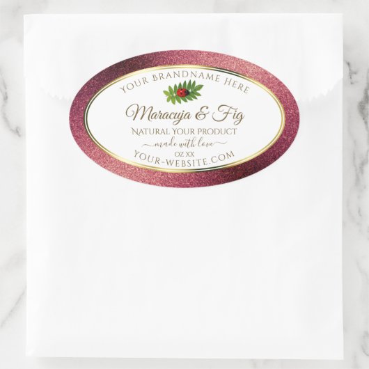 Burgundy Glitter White Product Labels Cute Ladybug (Tas)