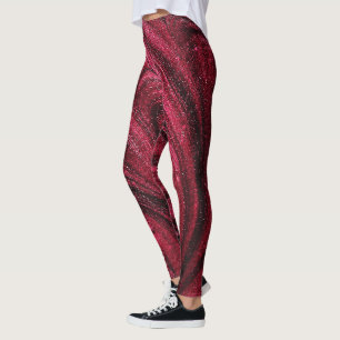 Burgundy Glittery Swirls Leggings