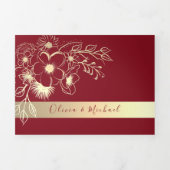 Burgundy Gold 3-en-1 Faire-part de mariage (Page de couverture)