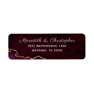 Burgundy Gold Agate Geode Wedding Etiket