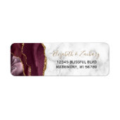Burgundy Gold Agate Marble Return Label (Voorkant)