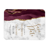 Burgundy Gold Agate Marble Save the Date Magneet (Horizontaal)