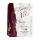 Burgundy Gold Agate Marble Save the Date Magneet (Verticaal)