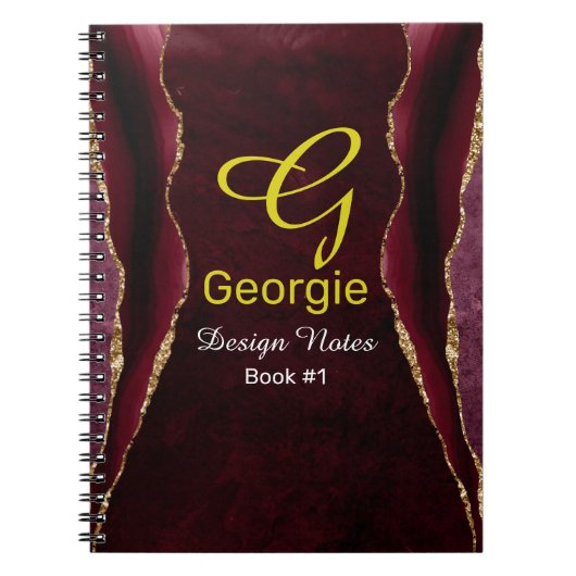Burgundy & Gold Agate Watercolor Notitieboek (Voorkant)