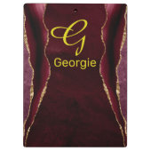 Burgundy & Gold Agate Waterverf Klembord (Achterkant)