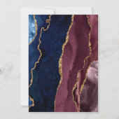 Burgundy & Gold Agate Wedding Invitation Kaart (Achterkant)