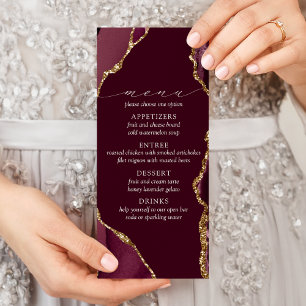 Burgundy & Gold Agate Wedding Menu
