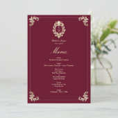 Burgundy Gold Baroque Wedding Reception Menu (Staand voorkant)