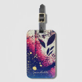 Burgundy Gold Botanical Sparkle Abstract Signature Bagagelabel (Voorkant (verticaal))