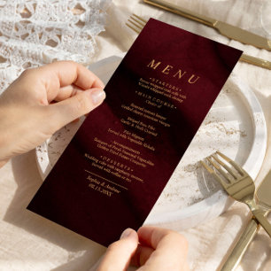 Burgundy & Gold Calligraphy Menu Mariage