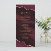 Burgundy Gold Calligraphy Menu Mariage (Debout devant)