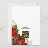 Burgundy & Gold Chic Rozen QR Code Weddenschap Kaart (Achterkant)