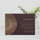 BURGUNDY GOLD CLASSIC  MANDALA WEDDING BEDANKKAART (Staand voorkant)
