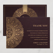 BURGUNDY GOLD CLASSIC  MANDALA WEDDING BEDANKKAART (Voorkant / Achterkant)