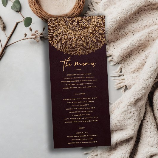 BURGUNDY GOLD CLASSIC  MANDALA WEDDING MENU