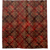 Burgundy Gold Damask Douchegordijn (Voorkant)