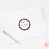 Burgundy Gold Damask Merci Sticker Étiquette rond (Enveloppe)
