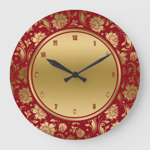 Burgundy & Gold DamasPatroon Grote Klok