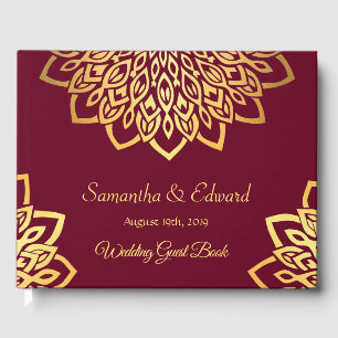 Burgundy Gold Elegant Wedding Livre d'hôtes