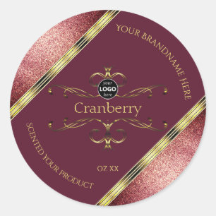 Burgundy Gold Étiquette Parties scintillant bordur