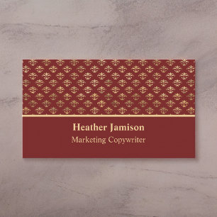 Burgundy Gold Fleur de Lis Marketing Copywriter Visitekaartje