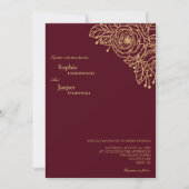 Burgundy Gold Floral Faire-part de mariage photo (Devant)