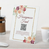 Burgundy Gold Floral herfst Wedding Honeymoon Fond Reclamebord Met Voetstuk (Insitu)