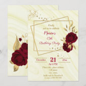 burgundy gold floral marmer kaart (Voorkant / Achterkant)