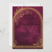 Burgundy & Gold Floral Quinceanera Invitation (Devant)