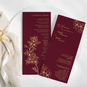 Burgundy Gold Floral Wedding Flat-programma Programma