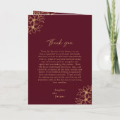 Burgundy Gold Floral Wedding Folded Program Programma (Achterkant)